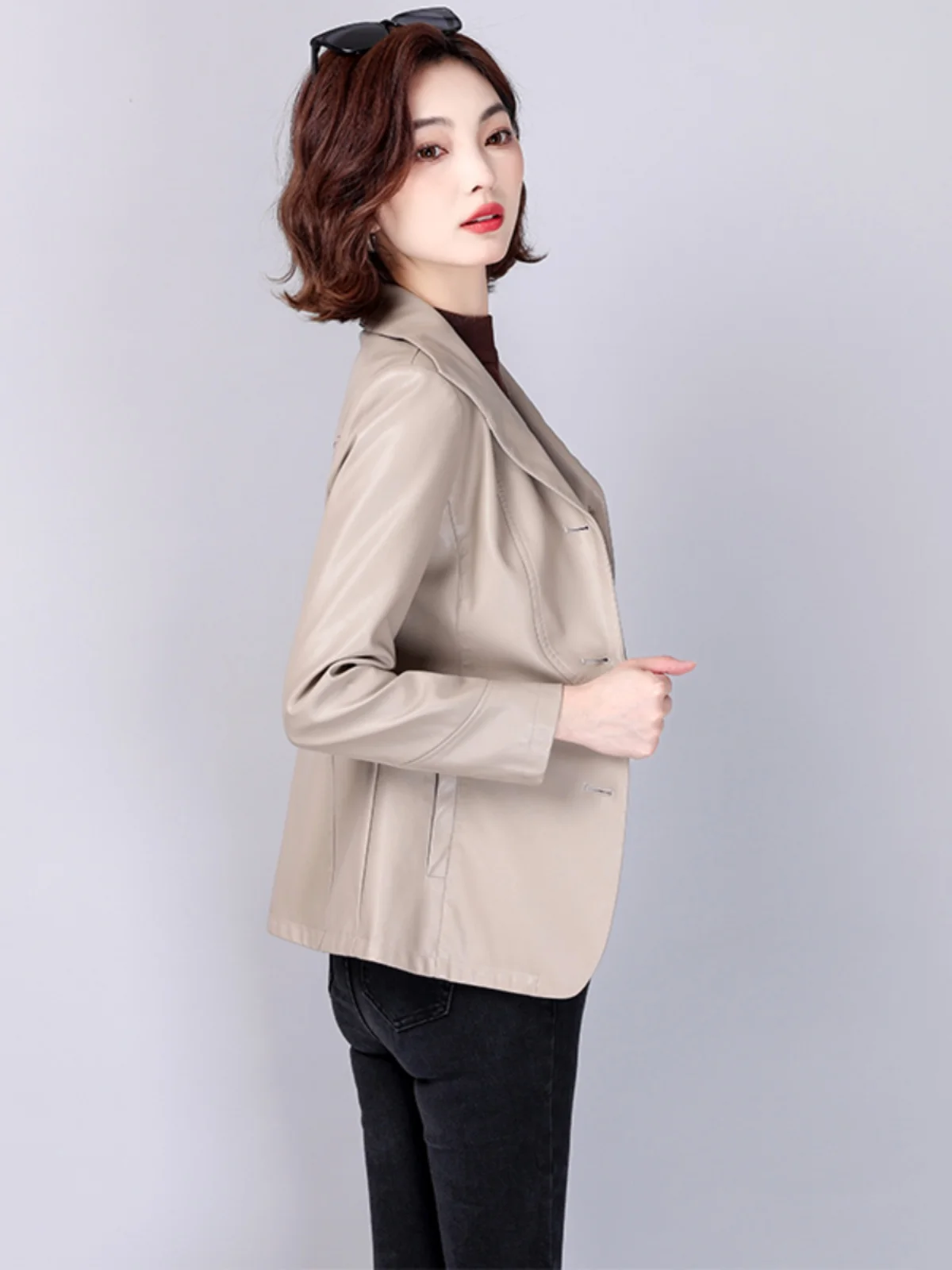 KMETRAM-Veste en Cuir de Mouton Naturel pour Femme, Combinaison Courte de Moto, Printemps, Automne, Rétro