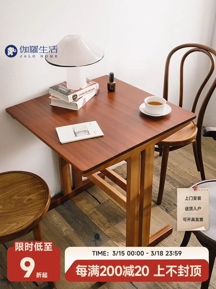 Spring breeze, solid wood small square table, simple retro home use, dining table, small apartment balcony living room