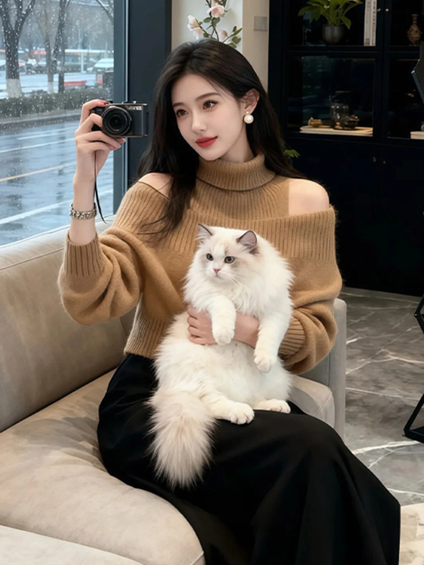 Soft Cozy Knitted Sweater Hoodie Retro Winter Faion Casual Long Sve Unique Design Commute Sle Regular Fit Soft Fabric