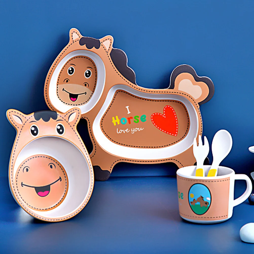 

Home Accessory Cartoon Kids Plate Cup Gift Plates and Bowls Bamboo Baby Fiber Adorable Divided