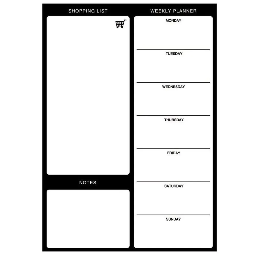 Notepad Memo magnético para geladeira, planejador de semana, lista de mercearia, adesivos do plano, quadro branco para fazer a lista, cozinha