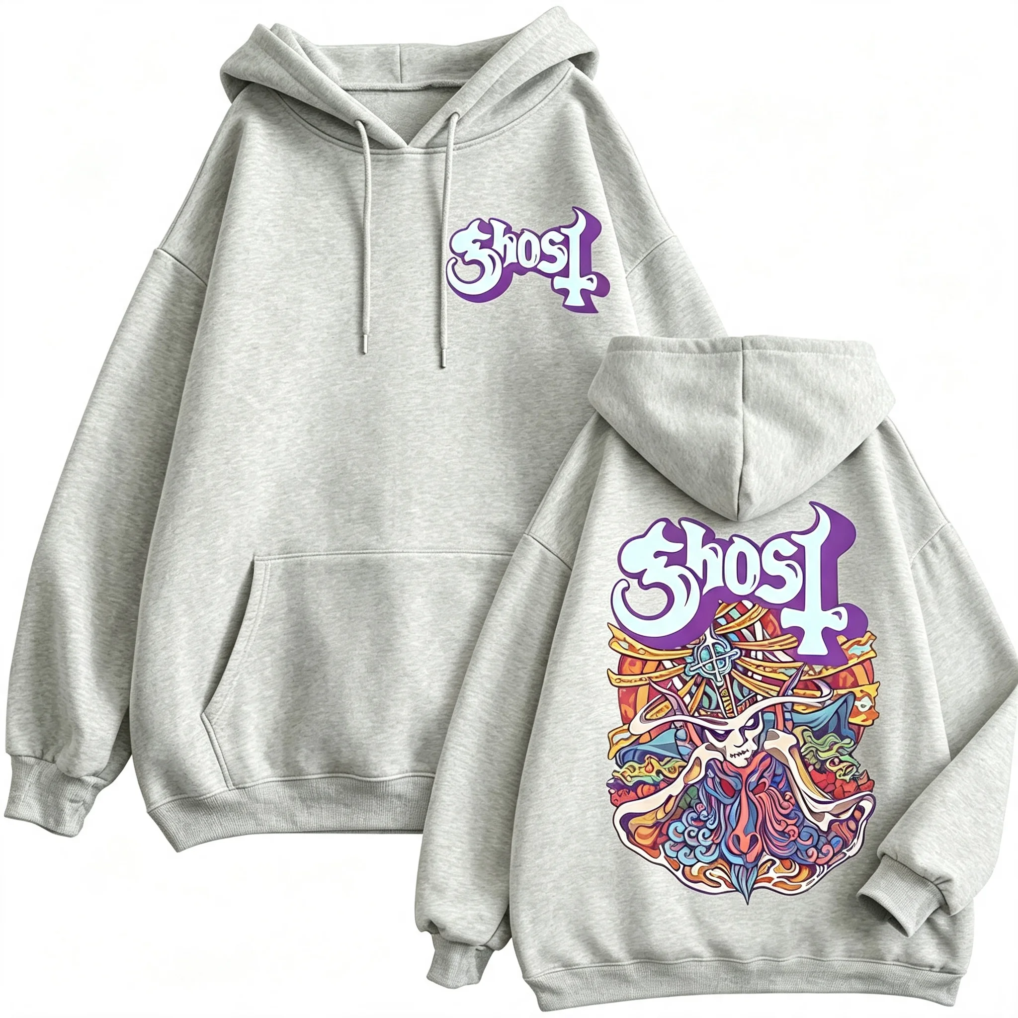 Ghost Band Grafik-Reißverschluss-Hoodies für Männer und Frauen, Modische Y2k Oversized Zip-Up Sweatshirts, Gothic Rock Hip Hop Pullover, Streetwear – Detail 13