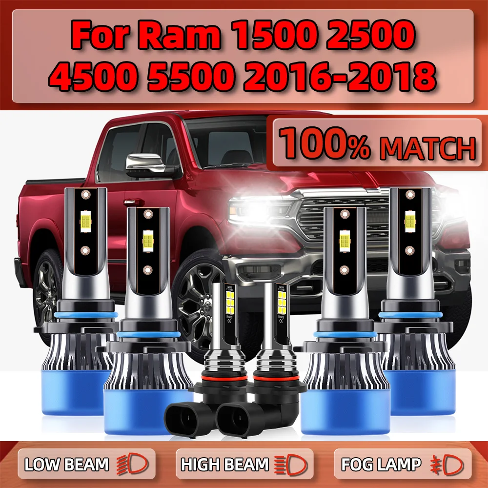 60000LM HB3 9005 Canbus LED Car Headlight 6000K CSP Chips Fog Lights 12V 24V For Ram 1500 2500 3500 4500 5500 2016 2017 2018