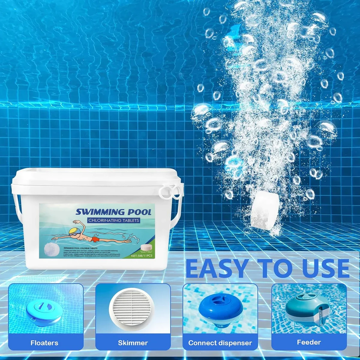 40LB Swimming pool care 3-inch super chlorine tablets, swimming pool chlorination purification