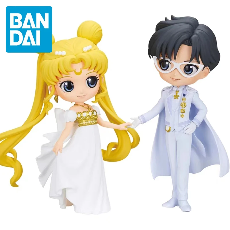 Original Qposket Sailor Moon Tsukino Usagi Chiba Mamoru Action Figure Wedding Dress Ver Figurine Pvc Statue Model 14cm Doll Toys