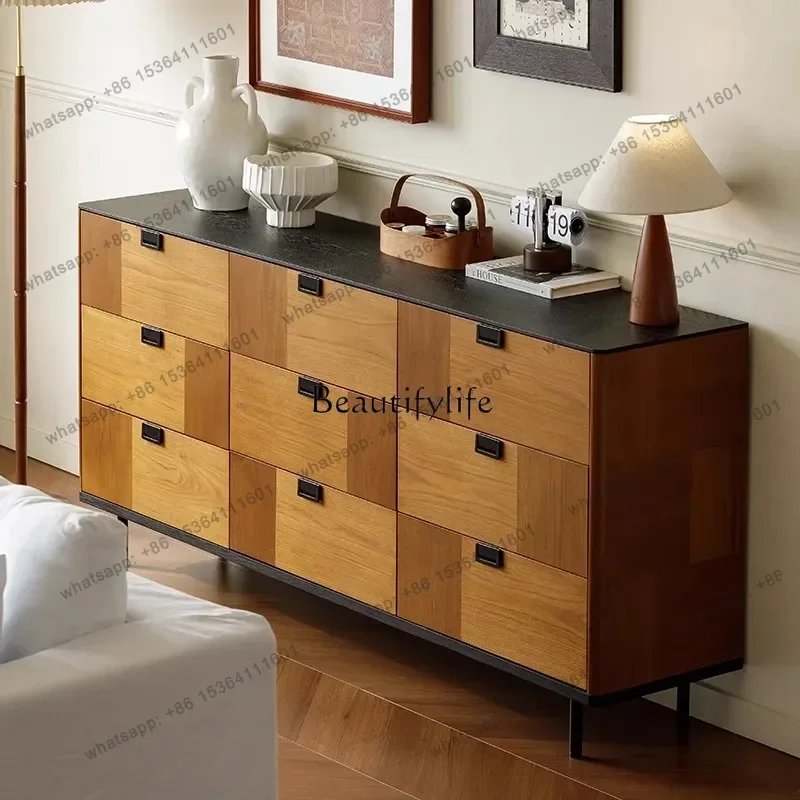 56Medieval French retro style wall storage decorative cabinet teak veneer