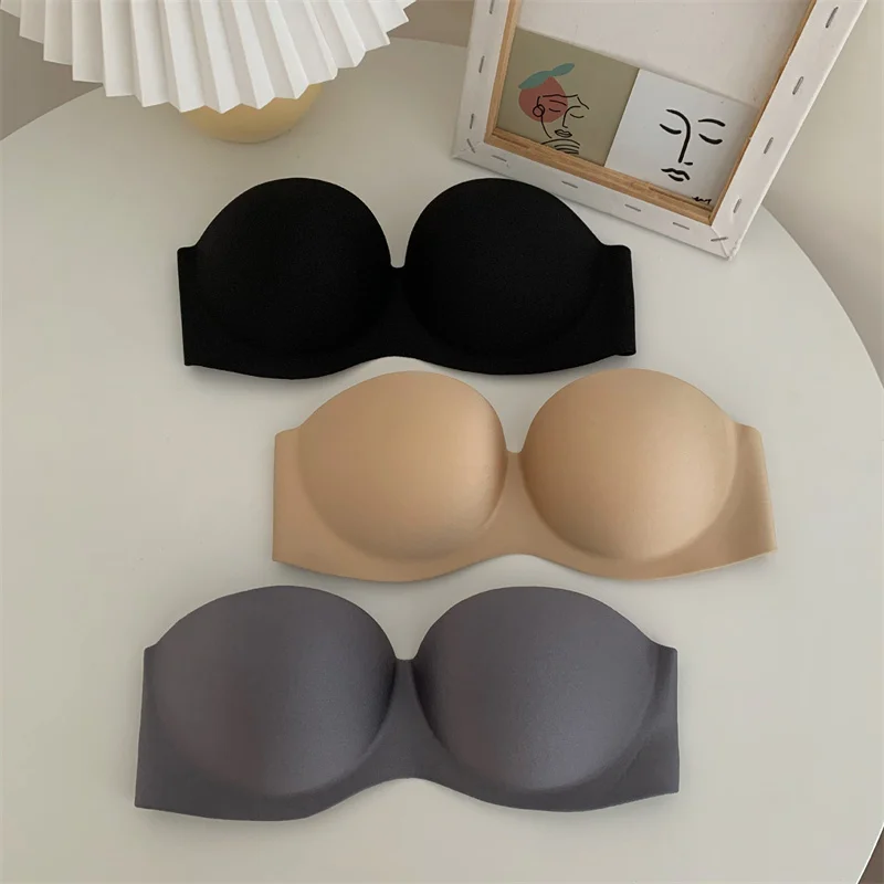 Strapless Invisible Sexy Bra Solid For Women Summer New Non-slip Sexy Push-up Comfortable Underwear For Dress Brasieres