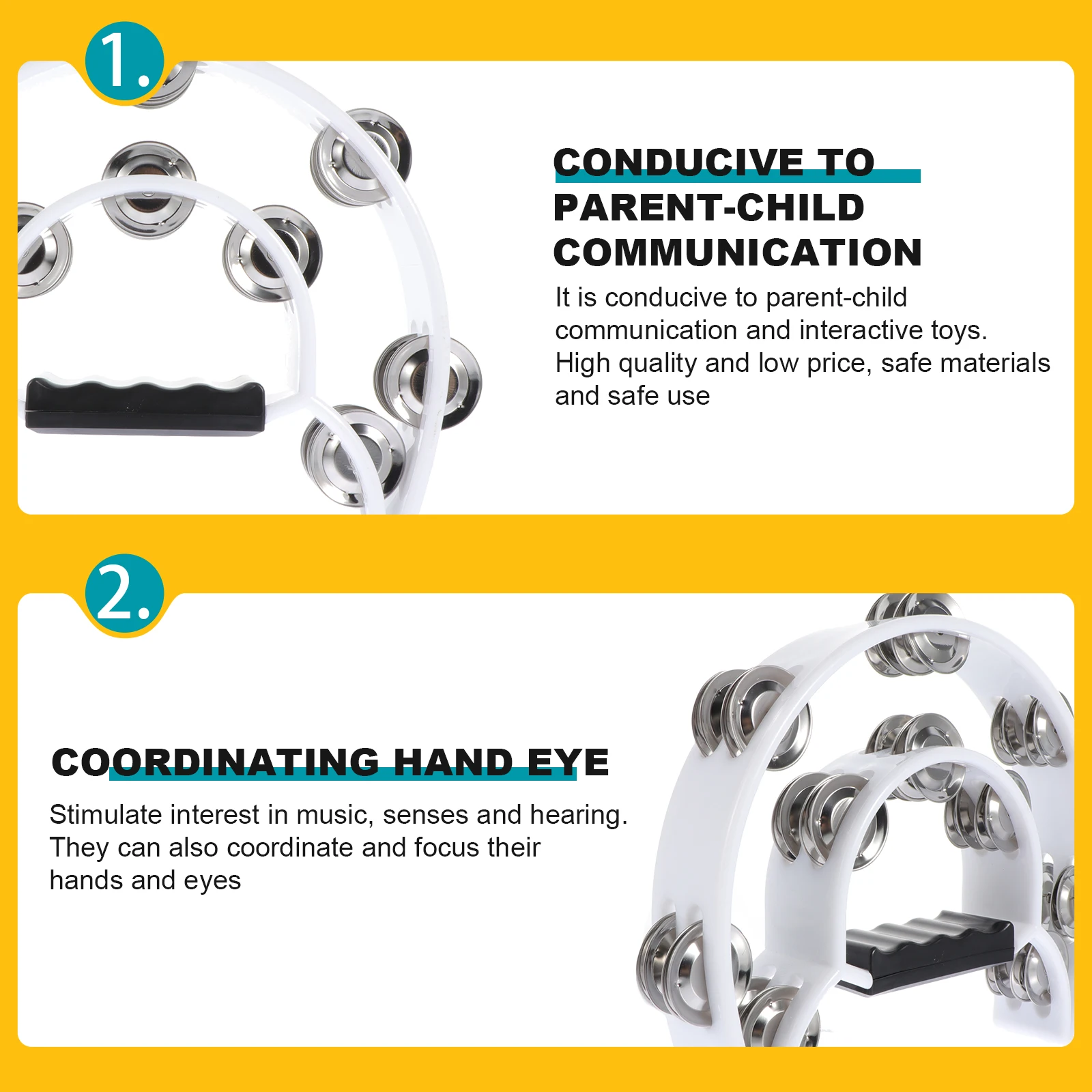 

Double Row Bell Flower Handle Jingle Bell Kids Music Enlightenment Tambourine Percussion Instrument For Children Handheld