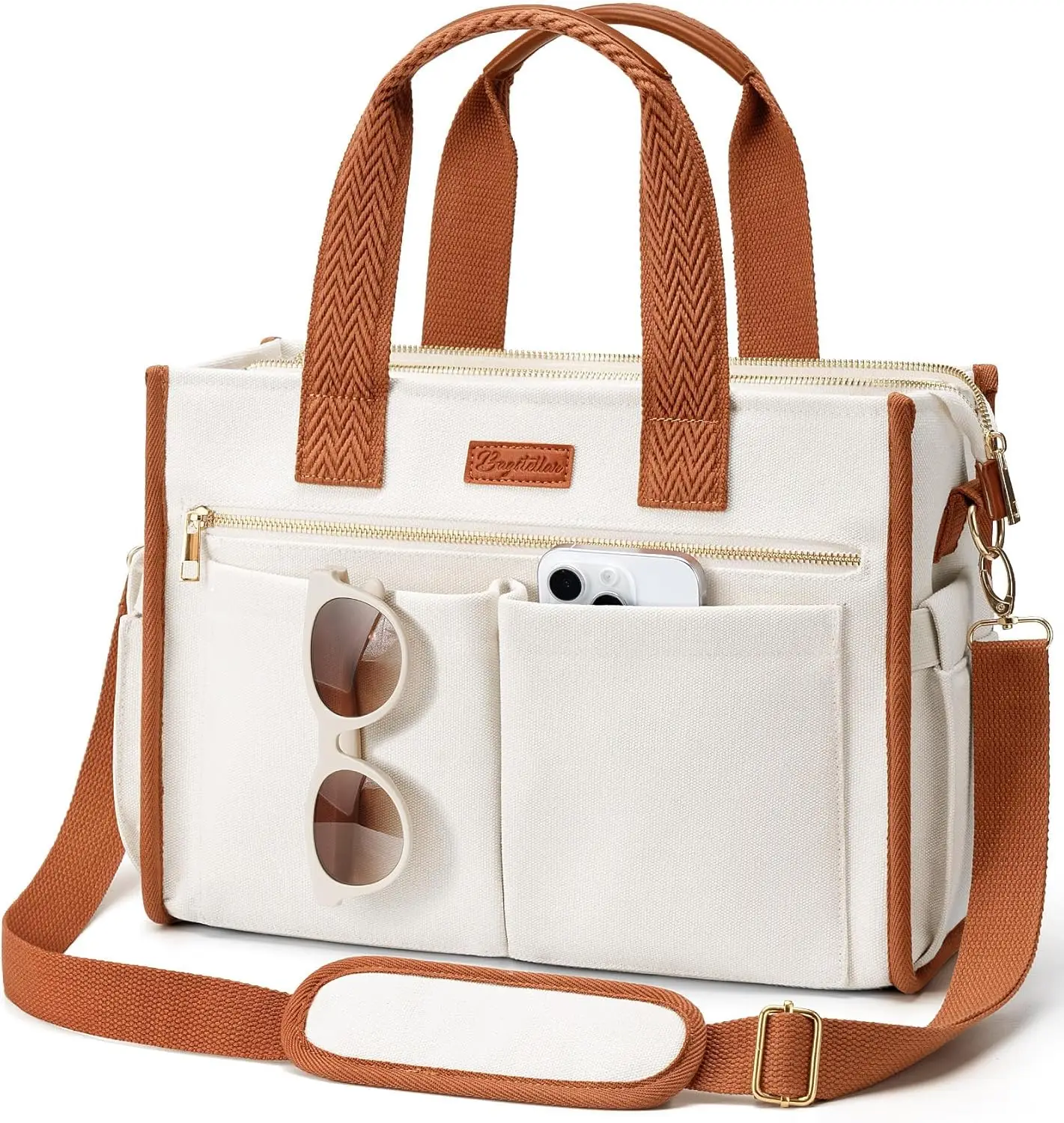 

Холщовая сумка-тоут для женщин, большая сумка через плечо с 15 карманами для ноутбука, сумка для медсестер, учителей, сумка для Библии