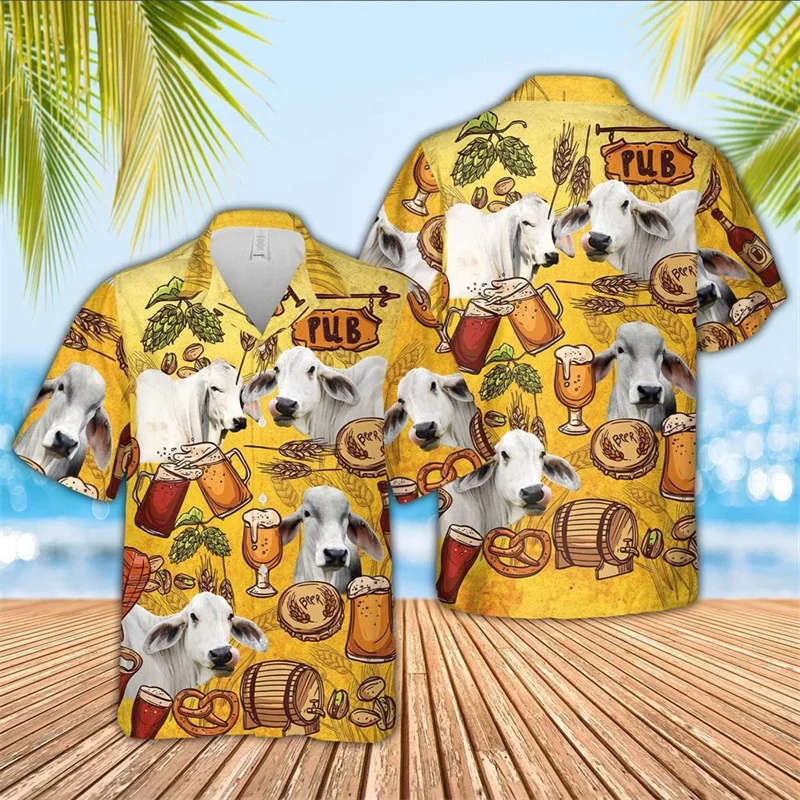 

Charolais Cow Hawaiian Shirts New 3d Beers Printed Cool Beach Shirt Men And Women Street Short Sleeve Tops Kid Cute Shirts