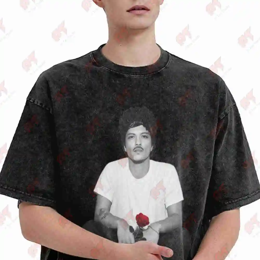 Bruno Mars The Romantic Tour Wembley Vintage Washed Tee Pure Cotton T-Shirt