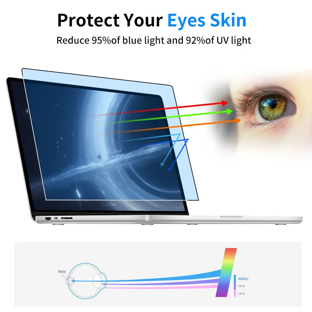16''Anti-Glare No Mirror Effect Tempered Glass Film for Laptop Full Coverage No Bubble Easy Installation