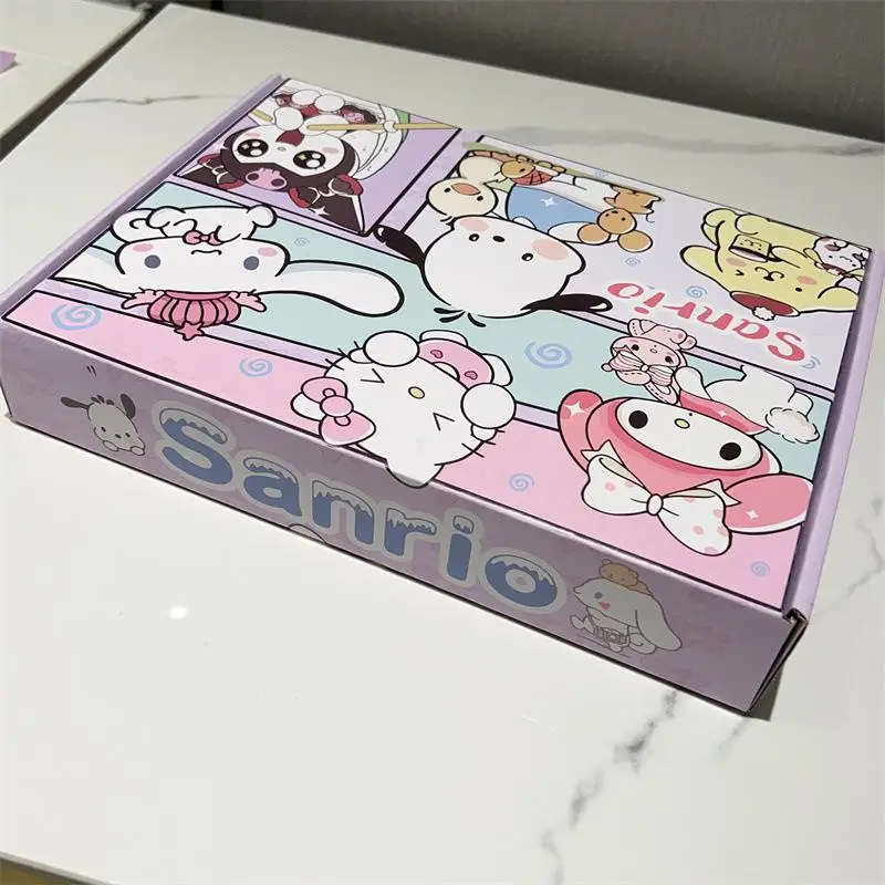 New Kawaii Cute Sanrio Hellokitty Kuromi Mymelody Cinnamoroll Pochacco Folding Box Gift Box Thickening Neat Solid Gift For Girls