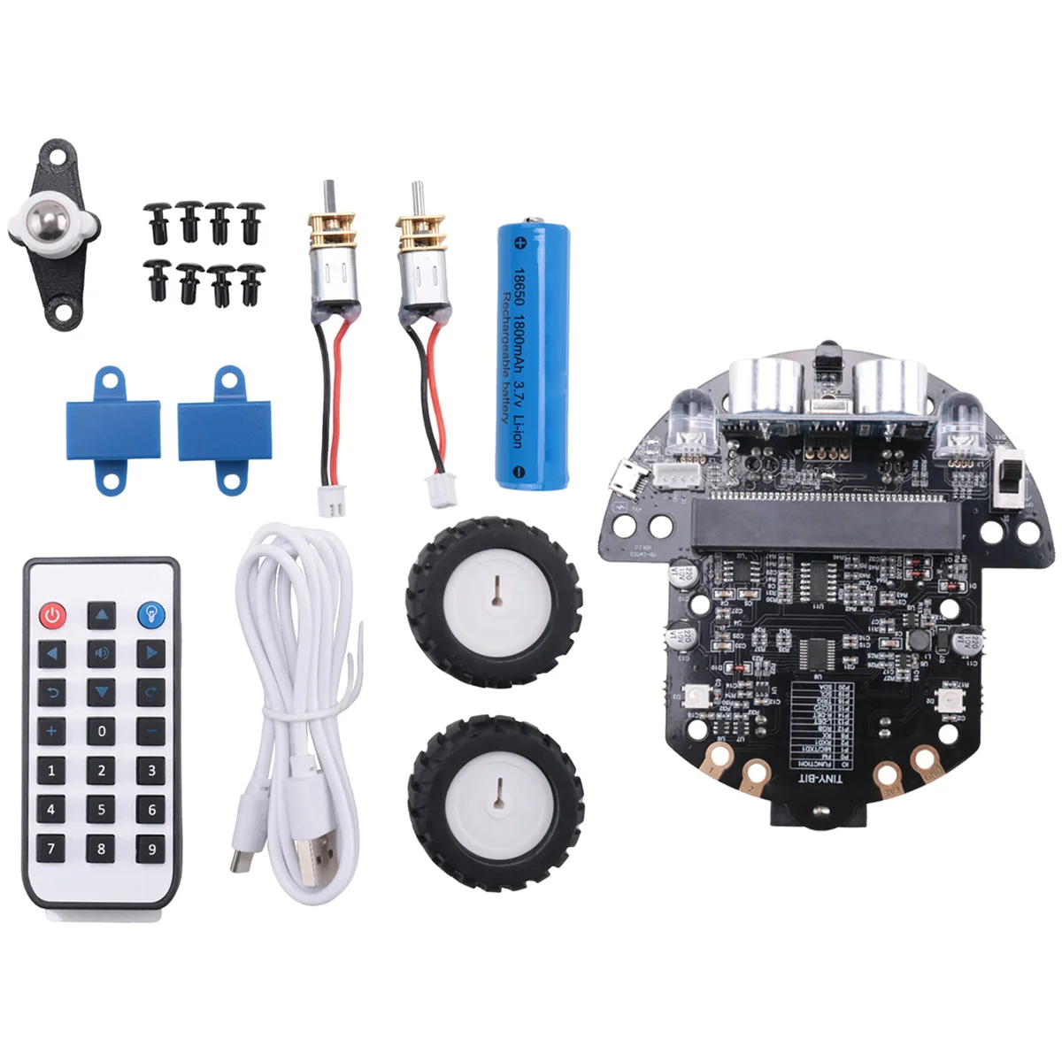 Robot Programmable Robotic Kit Based on BBC Microbit V2 and V1 for STEM Coding Education with Chargeable Battery(A)