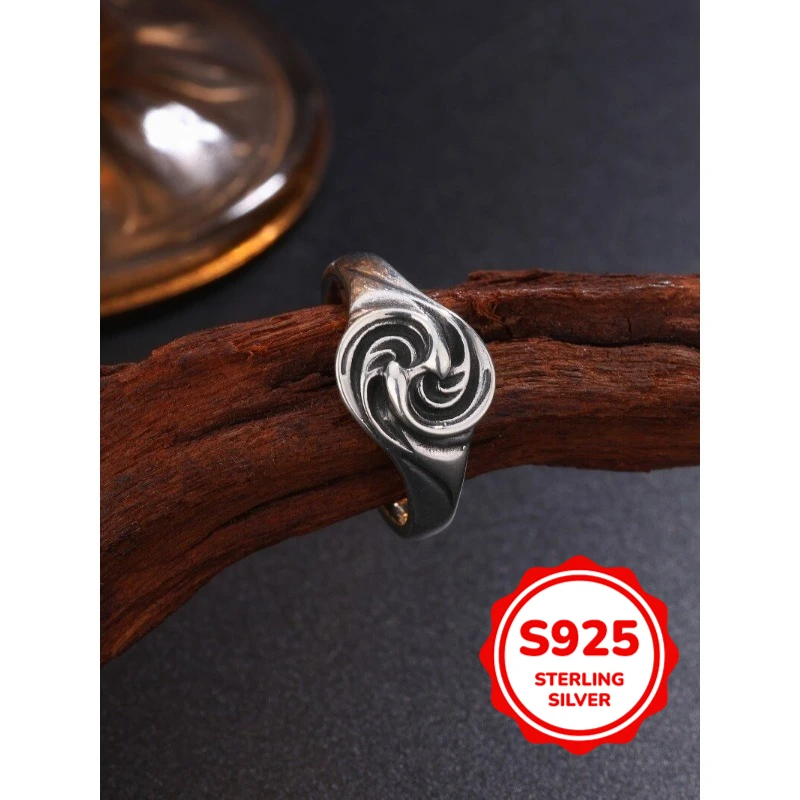 

Temperament Retro S925 Silver Irregular Winding Ring Personalized Commuting