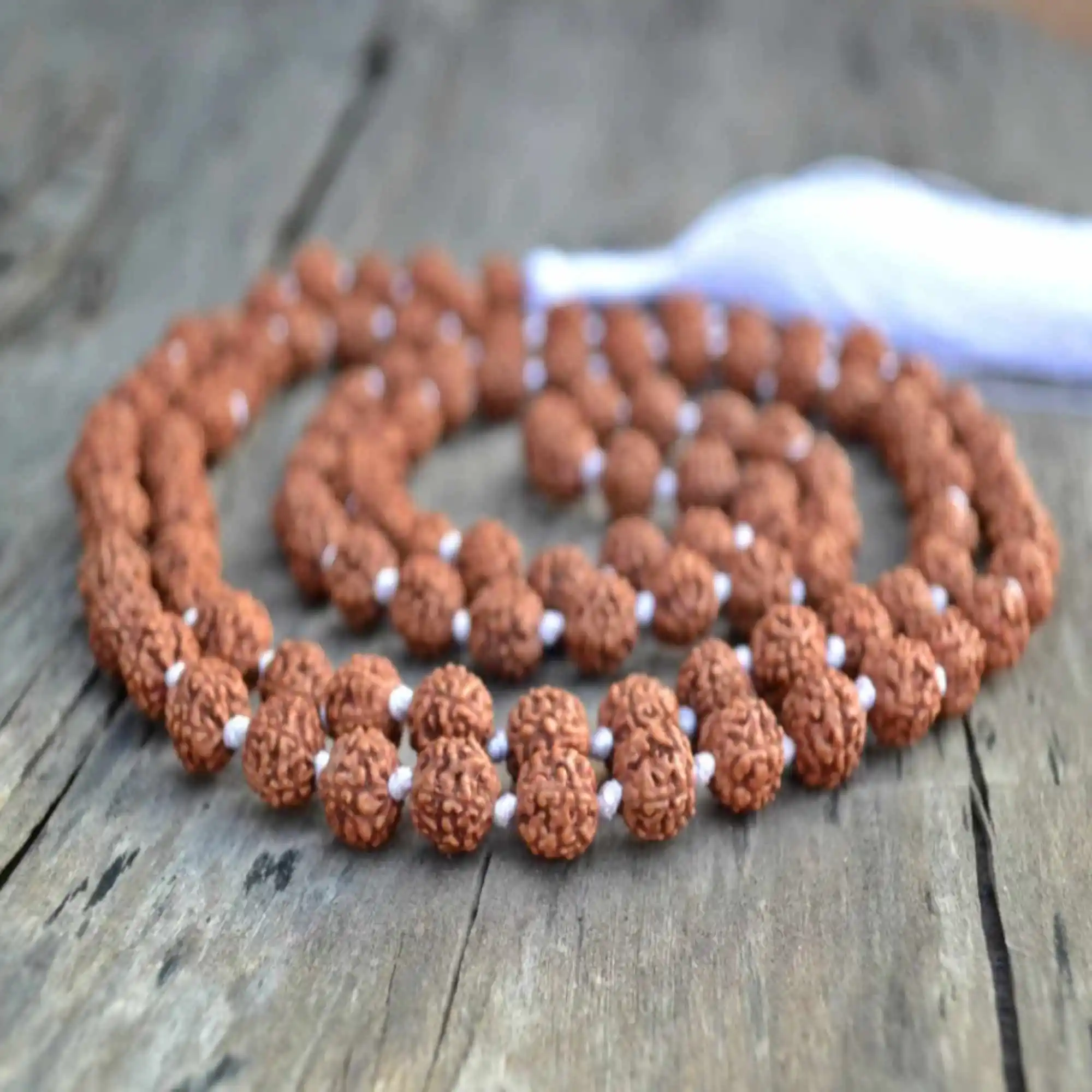 8mm Natural brown round Rudraksha 108 knot necklace Healing Pray Blessing spread Souvenir Gift Prayer