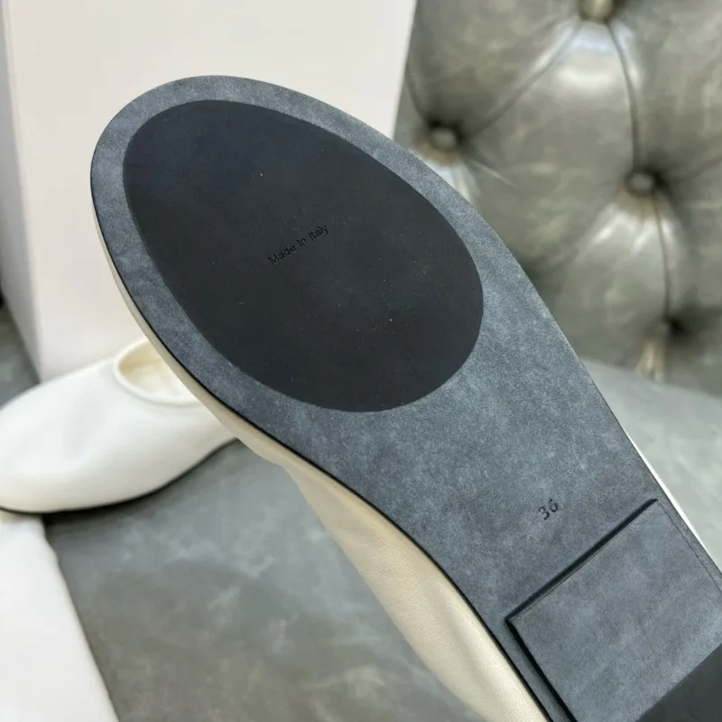 The Leather Ballet Flats Luxury Designer Shoes for Women Row 2024 Black High Quality Comfortable Shoes Woman