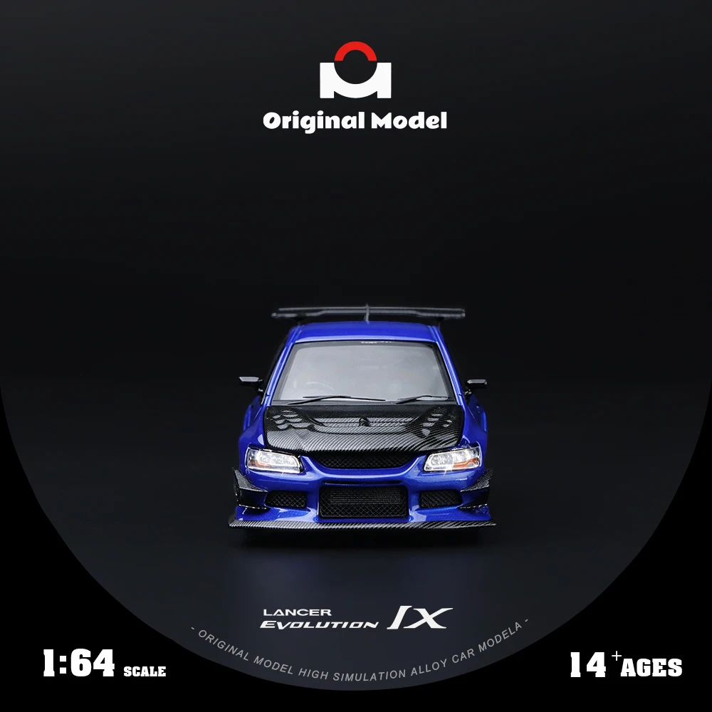 *Pre-order*Original Model 1:64 EVO 9 Open Hood Design Mini Alloy Car Model Dark Blue Painted Realistic Die‑cast Vehicle view 3