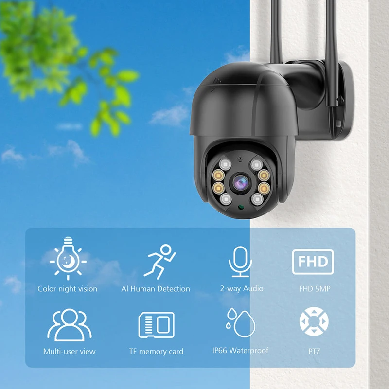 intelligent WiFi camera face detection tracking anti-theft wireless CCTV monitoring home safety protection night vision camera