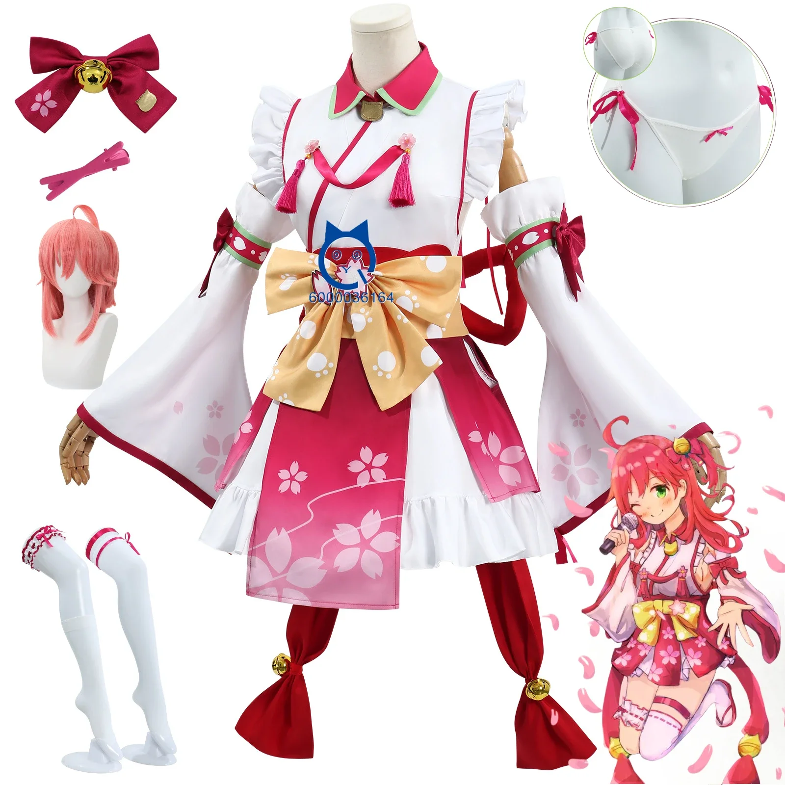 

Hot Anime Colorful Stage Virtual Idol Sakura Miko Cosplay Costume Cute Uniform Pink Dress Wig for Women Love Live Role Play Suit