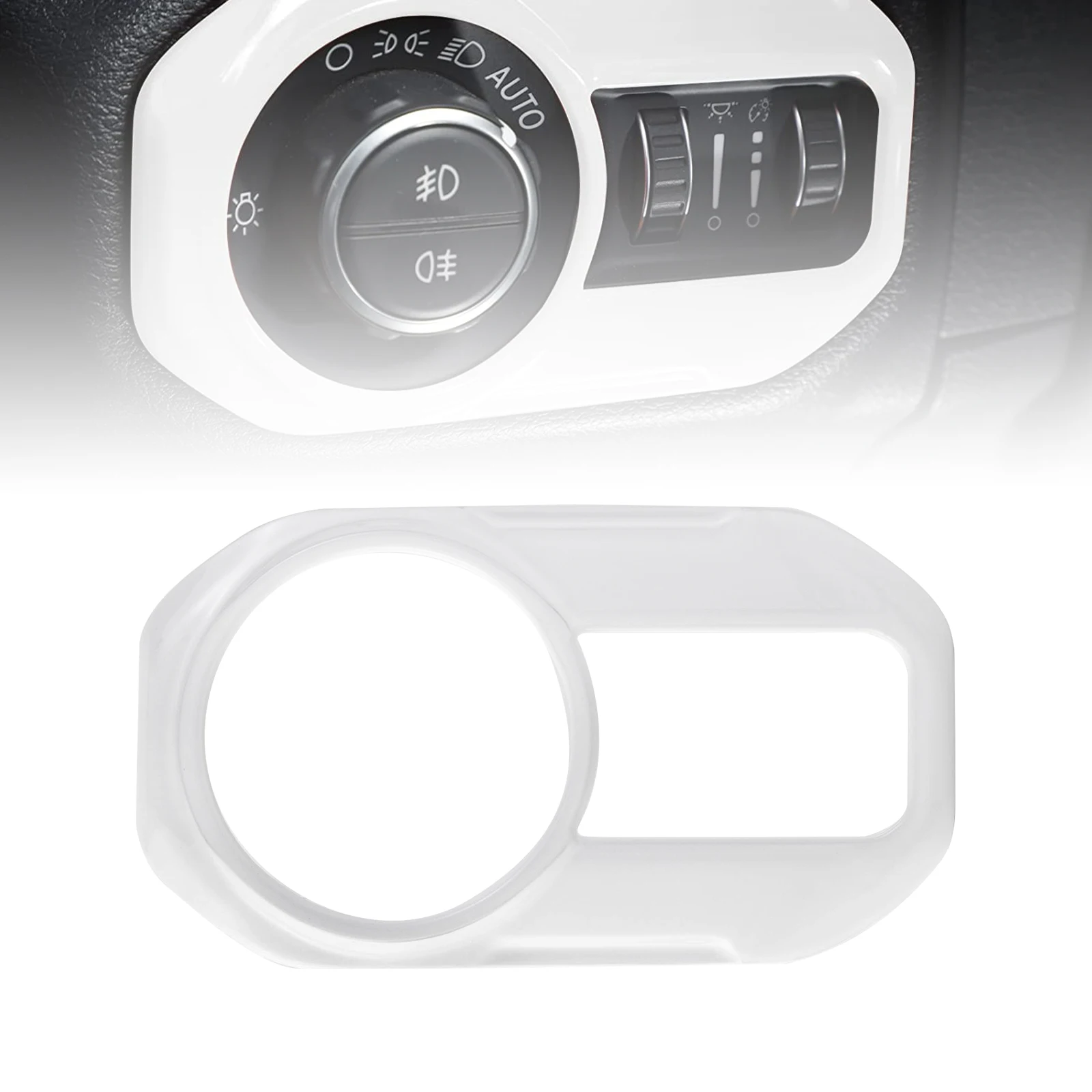 

White Car Headlight Lamp Switch Button Decoration Cover Easy Install Custom Sticker for Jeep Wrangler JL Gladiator JT