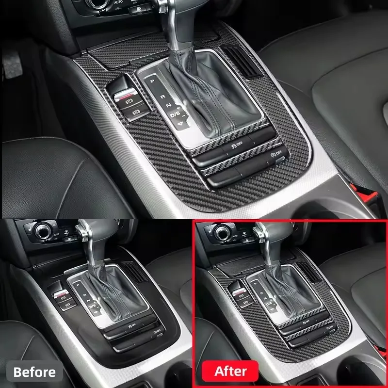 For Audi A4 B8 A5 Q5 2009-2018 Interior Accessories Carbon Fiber Car Console Gear Shift Panel Decoration Cover Trim Sticker - view 2
