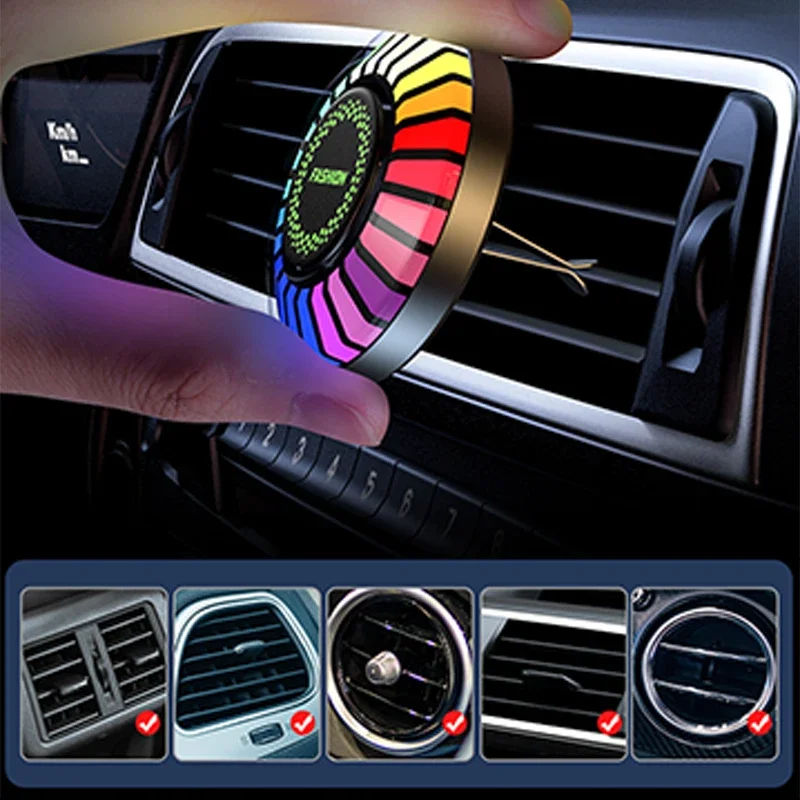 24 LED Light RGB Sound Control Voice Rhythm Ambient Pickup Lamp For Car Diffuser Vent Clip Air Fresheners Fragrance APP Control