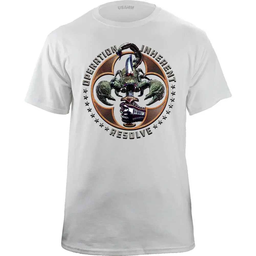 Operation Inherent Resolve Emblem Scorpion Graphic T-Shirt 100% Cotton O-Neck Summer Short Sleeve Casual Mens T-shirt Size S-3XL