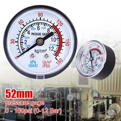 Bar Air Pressure Gauge Thread 1/4 BSP Thread 0-180 PSI 0-12 Manometer Double Scale For Air Compressor Pneumatic Hydraulic Fluid