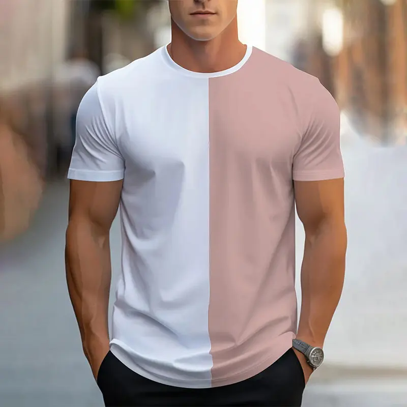 2024 neue Herrenmode Rundhals Kurzarm T-Shirt Sommer Ritter Druck Kurzarm Colorblocking Atmungsaktive Sport Tops