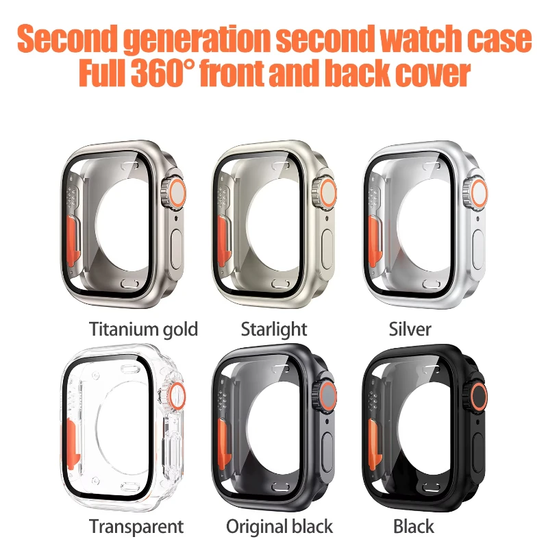 Screen Protector Cover for Apple Watch 45mm 44mm 40mm 41mm Hard PC Front Rear Bumper Case iwatch 9 8 7 SE 6 5 4 Change Ultra