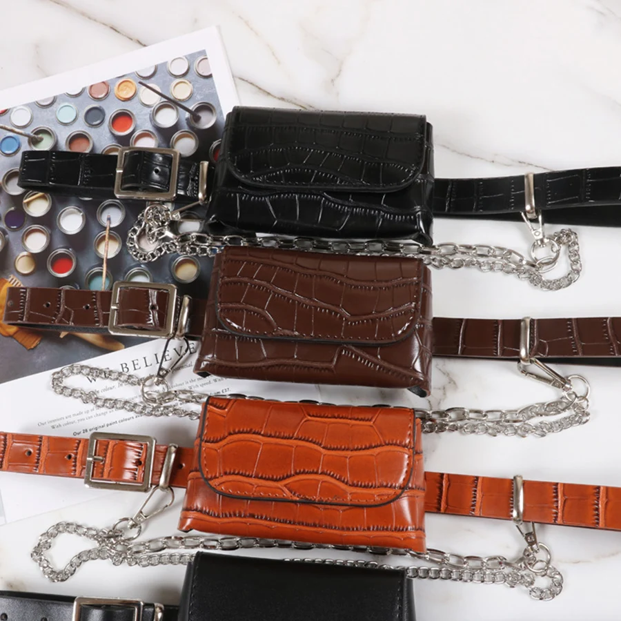 

Поясная Сумка из искусственной кожи, Вместительная женская сумка на ремне с текстурой кожи аллигатора, Женский поясной кошелек-клатч