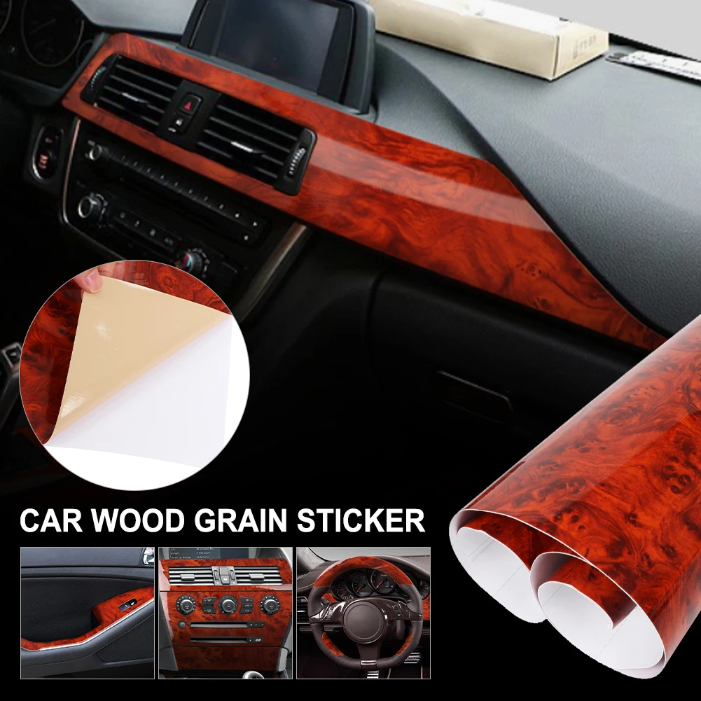 

40x100cm Self-Adhesive Vinyl Wrap for Car Interior Wood Grain Vinyl Sticker Wallpaper Furniture DIY Film Wrap Car Home Decor