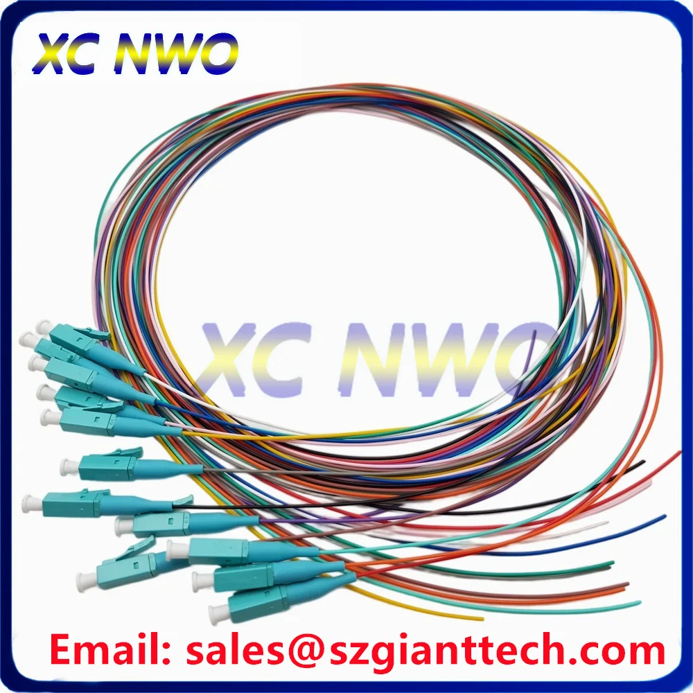 10pcs/Lot! 12Colors LC/SC/FC/ST 2M Pigtail,LCUPC MM OM3-150 0.9mm Tight Buffer Colorful Fiber Pigtail Cable Connector