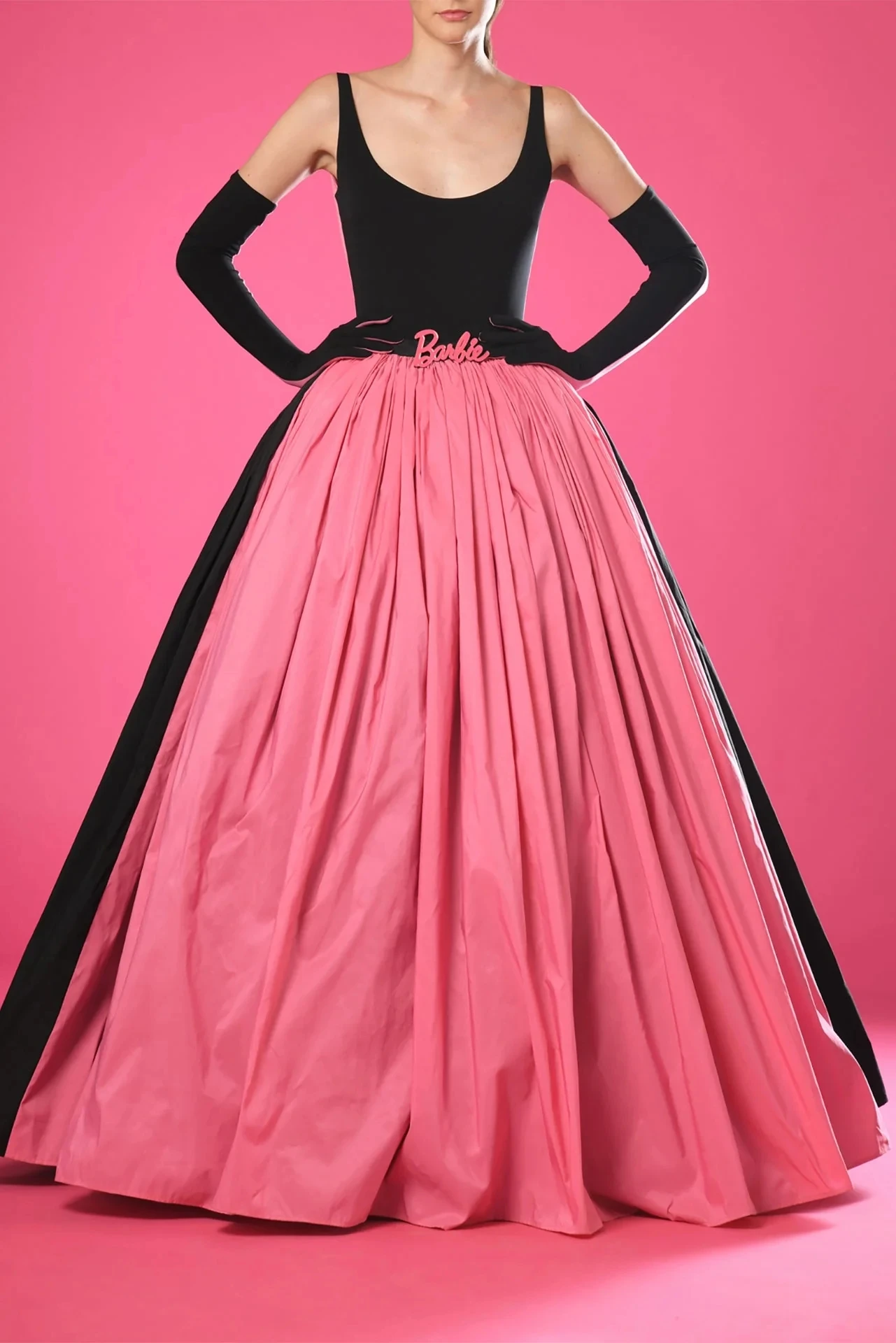 Two Colored Pleated Taffeta Ball Gown Skirt Personalized Black and Pink Satin Maxi Skirt Special Occasion Wear Clothes NO TOP