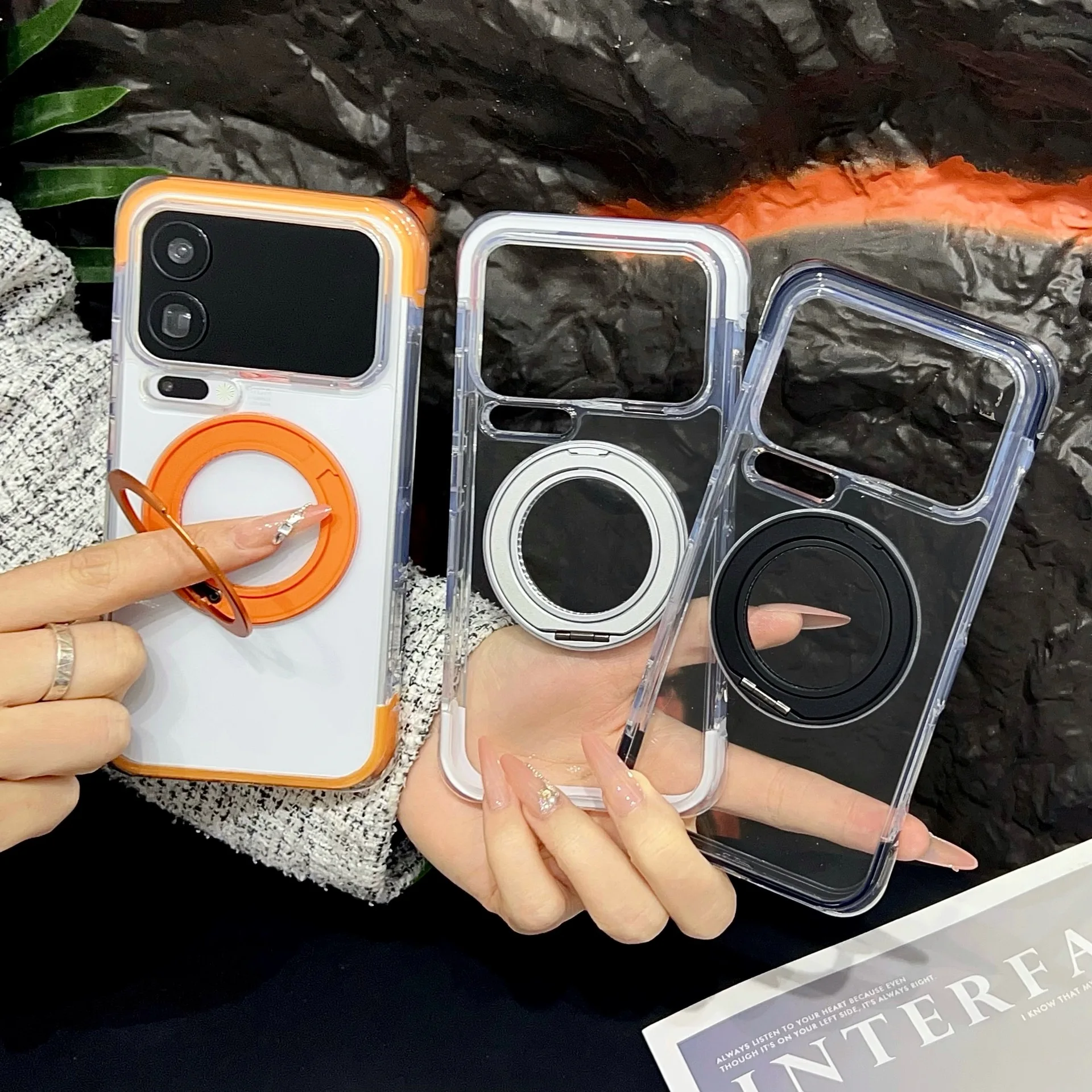 

360° Rotation Ring Stand Magnetic Clear Case For Xiaomi 17 Pro Max Anti-drop Shockproof for Magsafe Transparent Protective