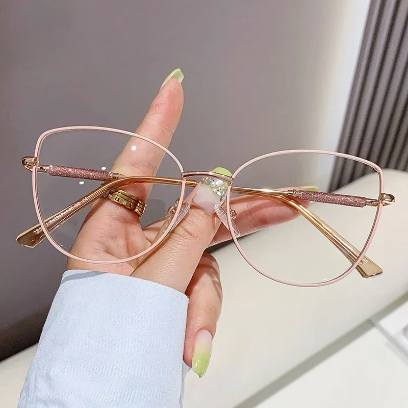 Neue Mode Marke Design Cat Eye Photochromism Rezept Lesebrille Frauen Anti Blau Licht Rahmen Klare Hyperopie Brillen – Detail 2