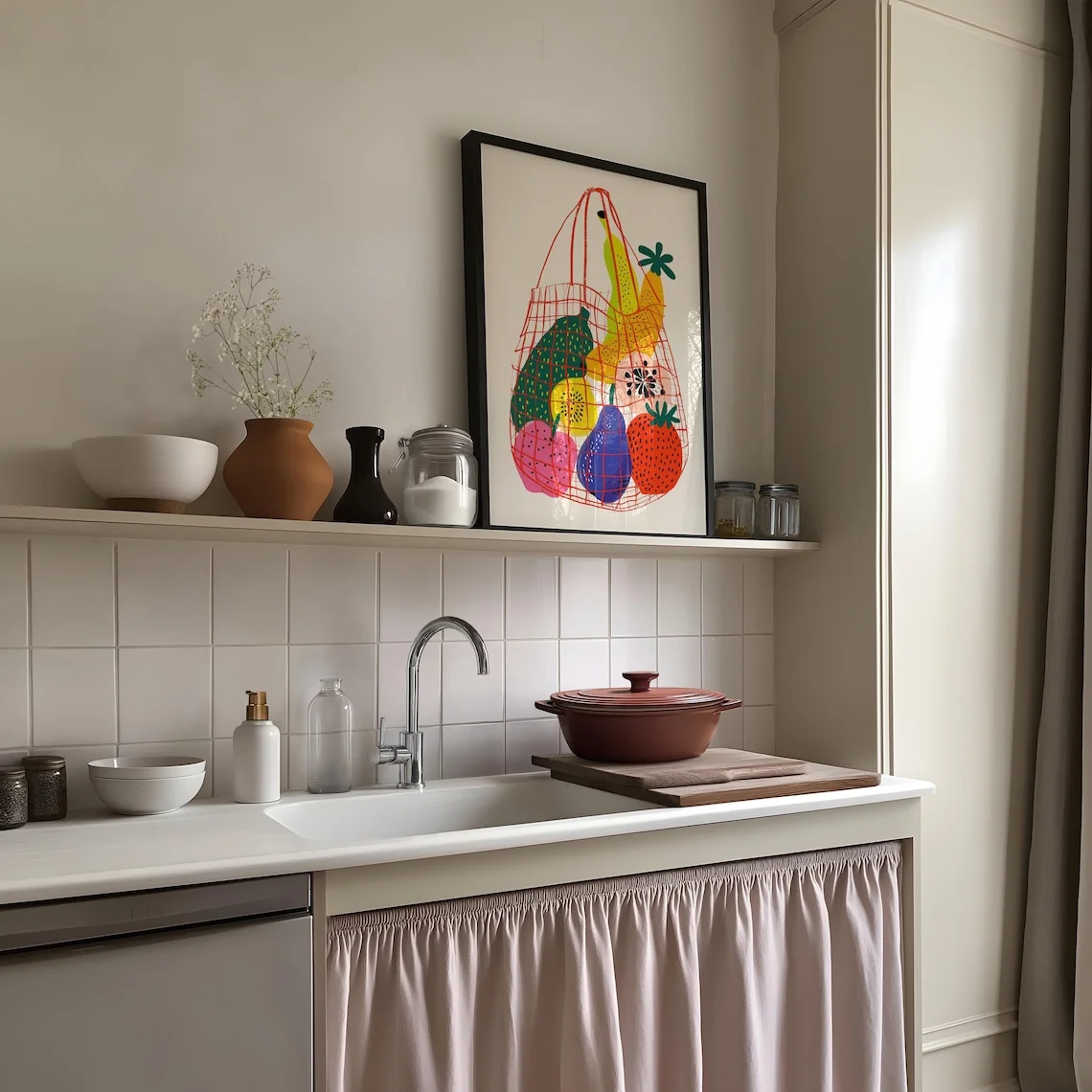 Folder Art Print Colorful Fruit Bag Canvas Wall Art Kitchen Dining Decor Unframed
