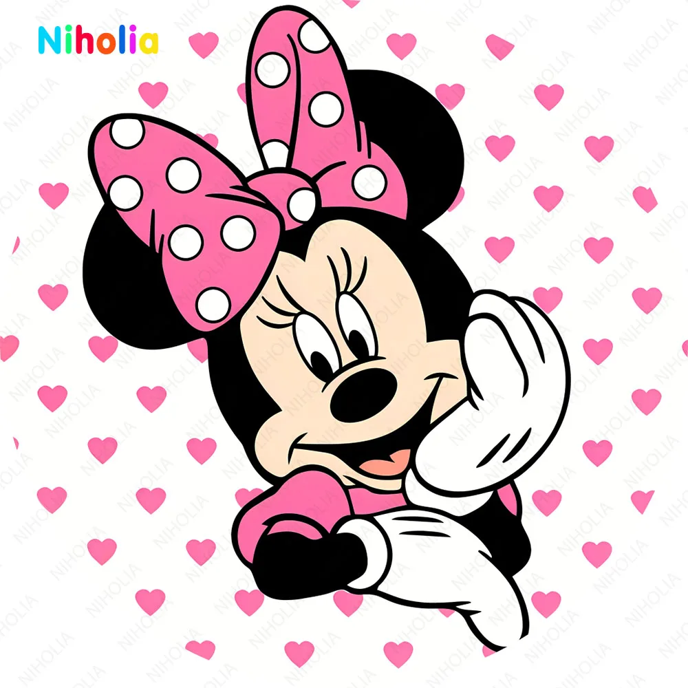 Minnie Mouse Pink Round Backdrop Disney Kids Birthday Party Decor Heart Photography Background Circle Banner Phpto Booth Prop