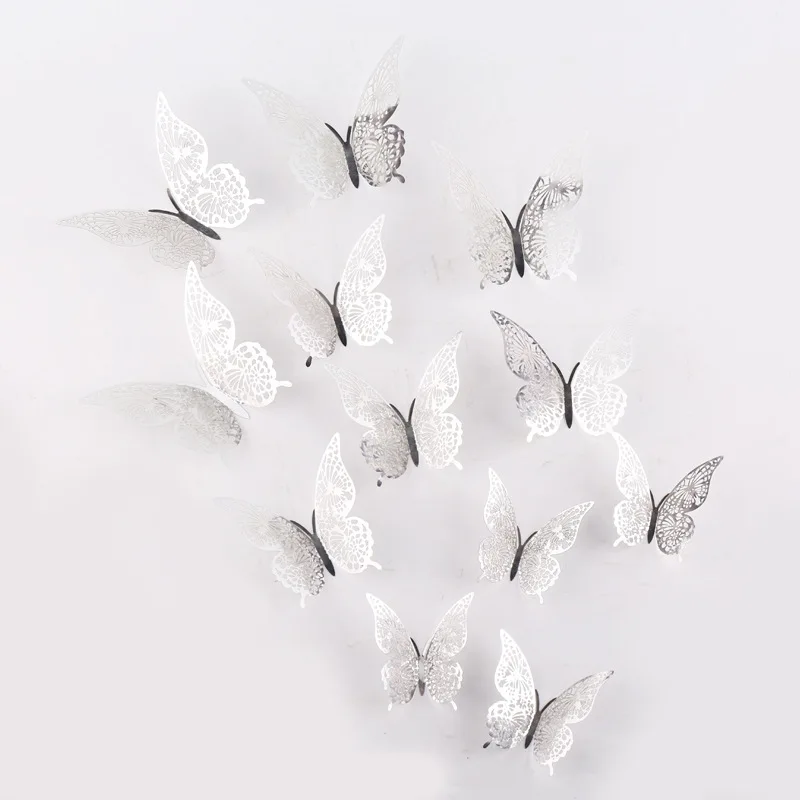 12PCS Butterfly Cake Decoration Happy Birthday Cakes Topper Handmade For Wedding Birthday Party Baby Shower Decorating Tools