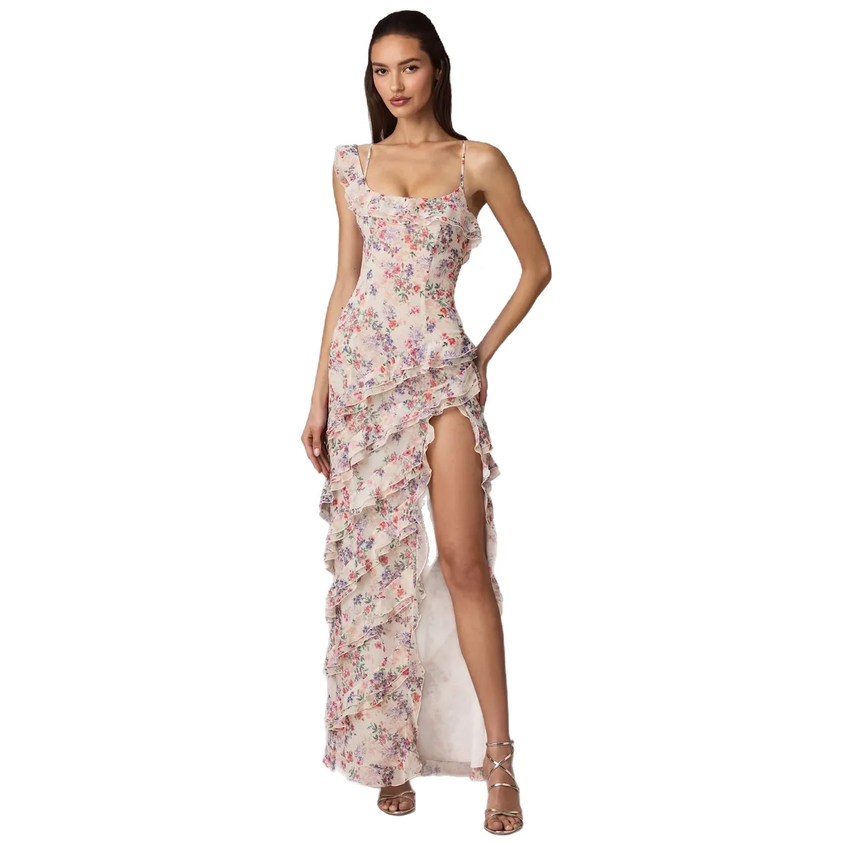 

Women's Dress Suspender Halter Ruffle V-neck Sexy Irregular