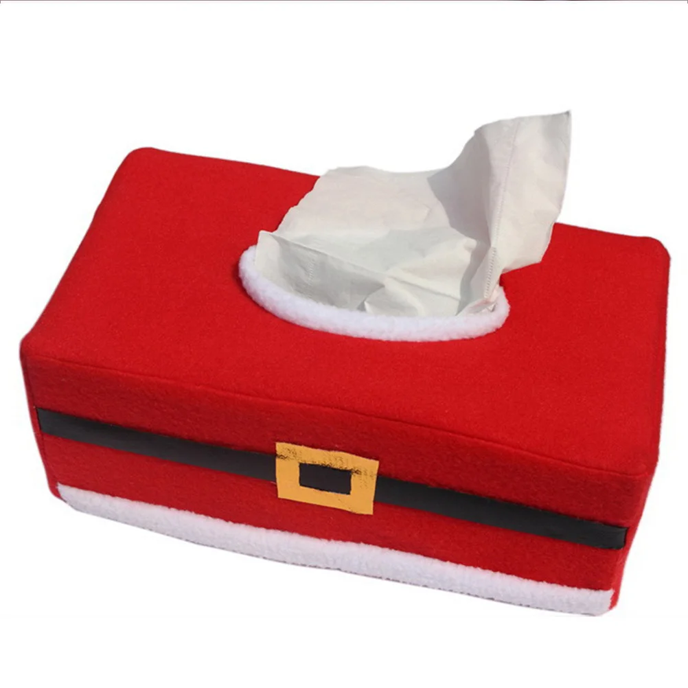 

2 Pcs Christmas Box Holiday Party Decoration Fabric Tissue Holder Festive Cloth Tissue Case Home Office Use Santa