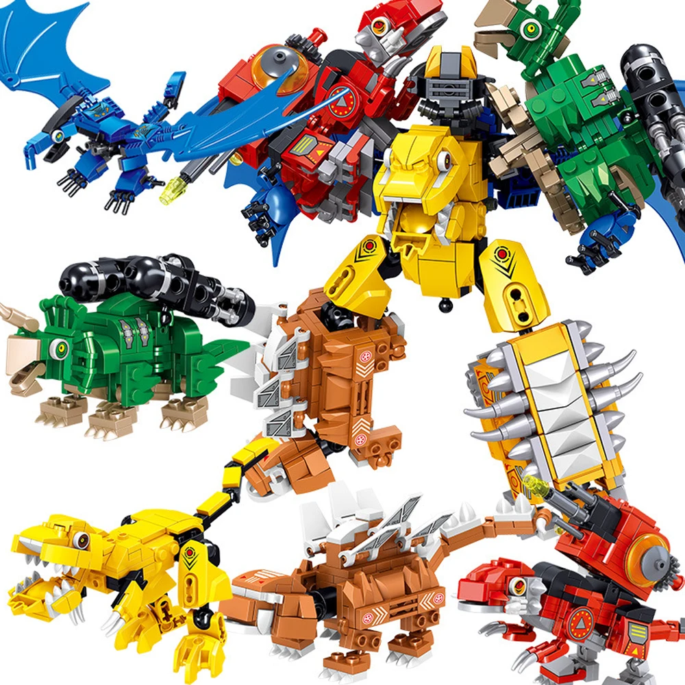 

670pcs Dinosaur Building Blocks Bricks Toy 6 in 1 Education DIY Toys Dino Robot for Children Kids Boy Birthday Christmas Gift