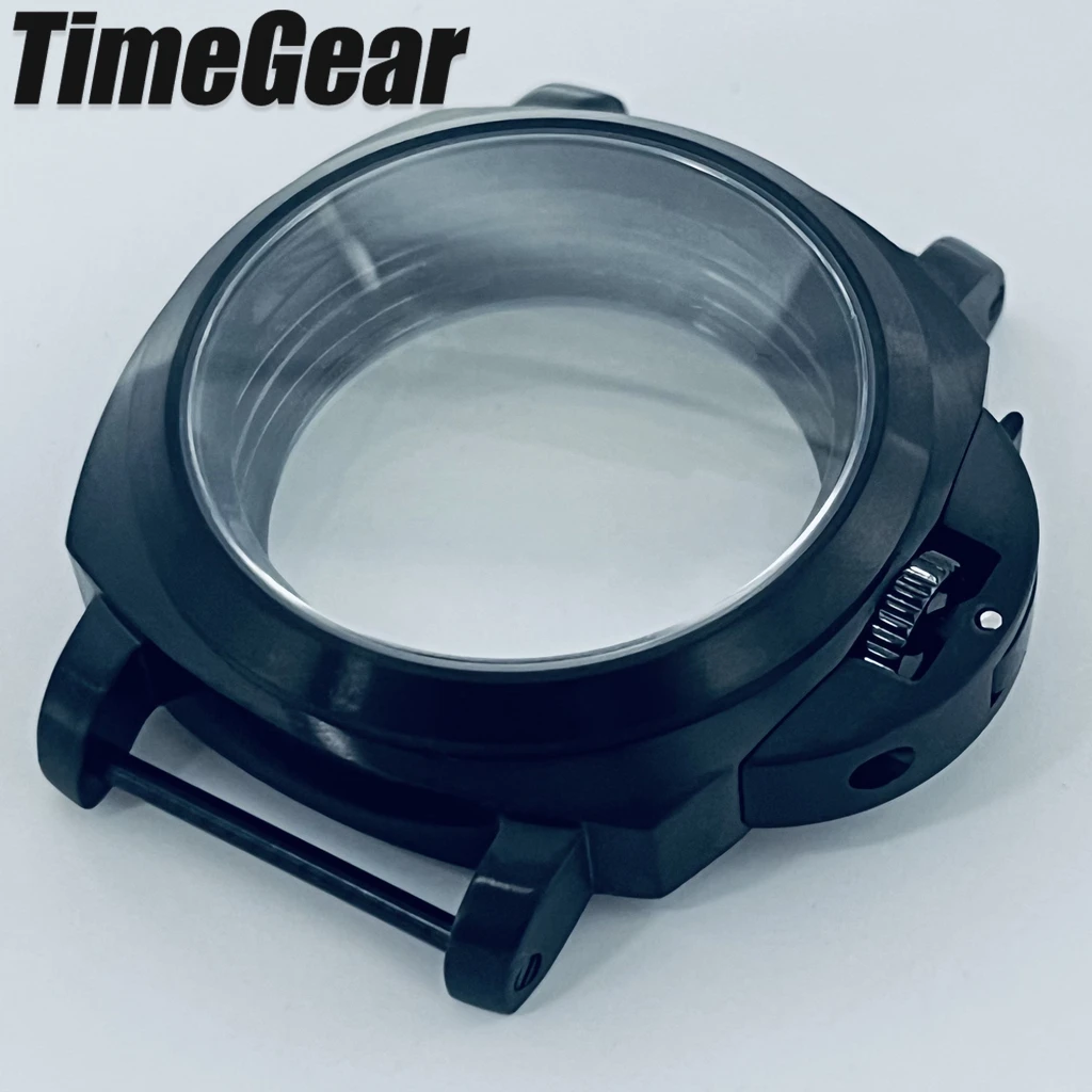 40mm Black Men Safety Lock Watch Case Crown Protecting Device With Lever For Panerai Luminor NH35 Automatic Movement ModPart