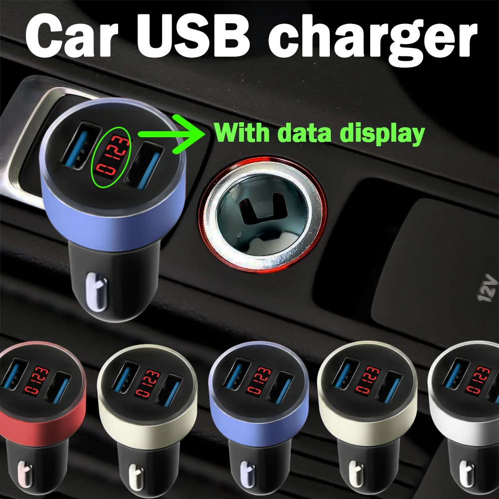 Car Charger Dual USB 3.1A Adapter Cigarette Lighter LED Voltmeter For All Types Mobile Phone Charger Smart Dual USB Charging