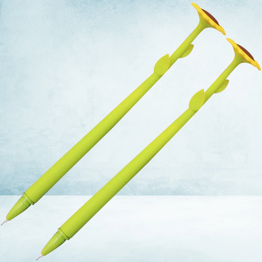 

2Pcs 0.5mm Cartoon Sunflower Shaped Writting Pen Adorable Gel Pens Student Writing Tools School Supllies(Green)