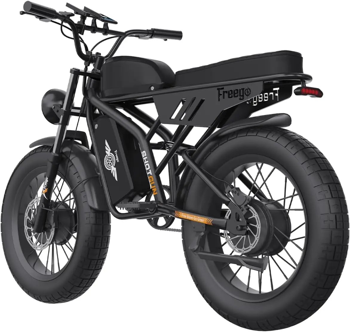 Freego Electric Mountain Bicycle Dual Motor&Dual Battery 2000W 48V/55Ah 20"x4.0" Fat Tires Off-Road Ebike 34MPH/103 Miles
