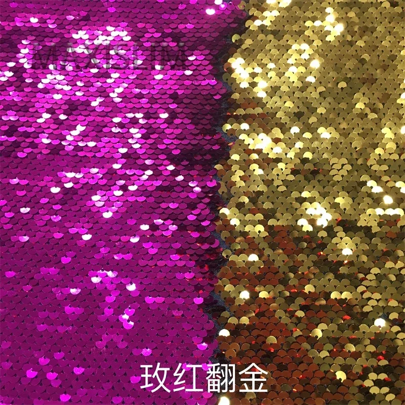5MM Sequins Fabric Multicolor Reversible Satin Sequins Fabrics DIY Accessories Sewing Evening Dress Home Decoration Wide:125CM