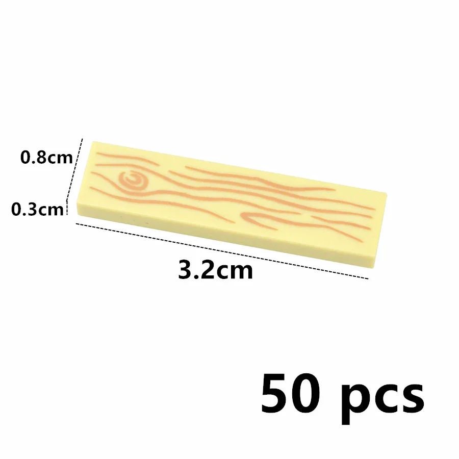 

DIY 50Pcs 1x3 Smooth Building Blocks Ceramic Tile Figures Pattern Wood Board Bricks Educational Creative Size 1*4 Flat Toys