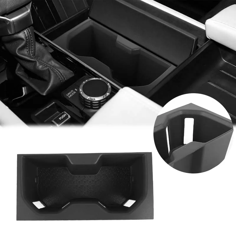 Black TPE Center Console Cup Holder Protective Sleeve For 22-25 Toyota Tundra Sequoia High Version Interior Organizer
